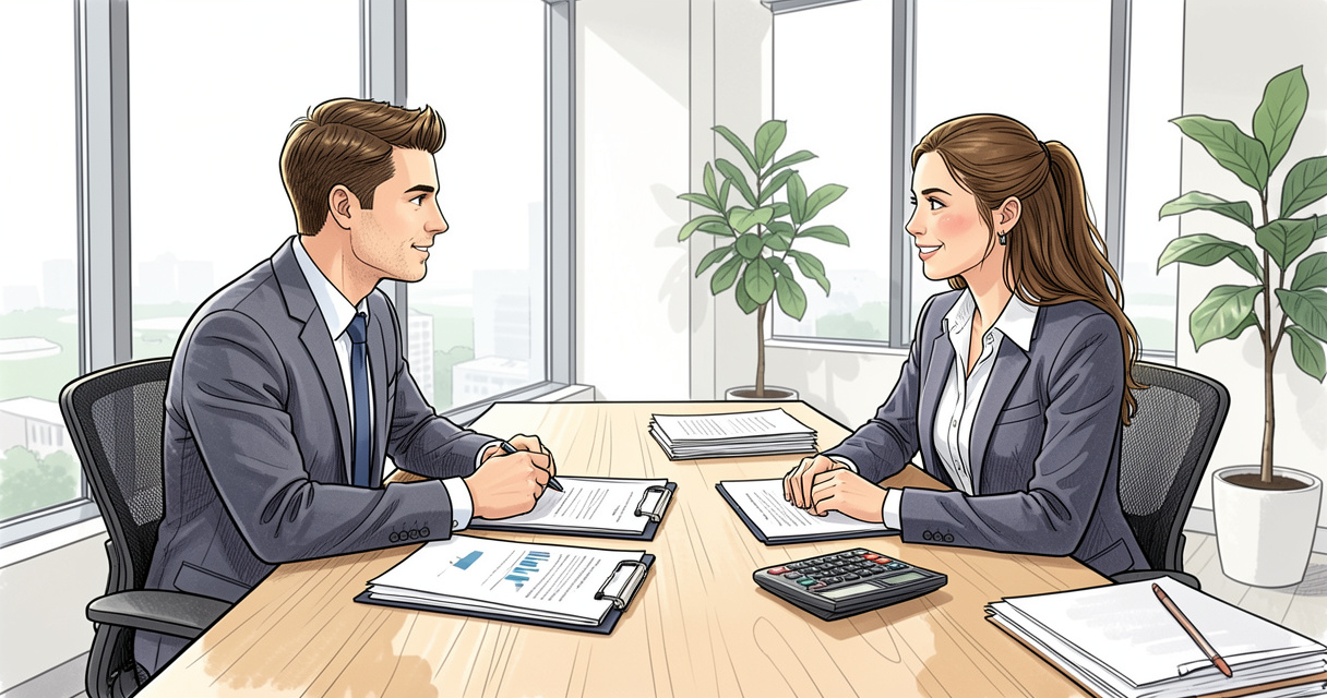 Conseil en financement immobilier avec une conseillère et un couple analysant un plan de financement