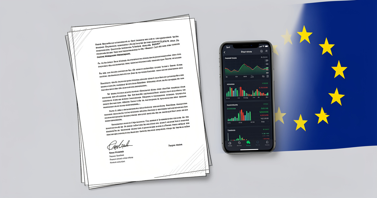 Document de livre blanc crypto à côté d'un smartphone, conformité MiCA