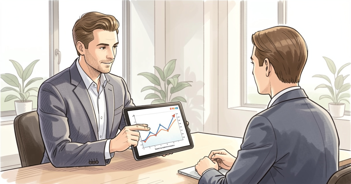 Présentation du simulateur de rendement SCPI ATF Conseil Finance sur une tablette en réunion