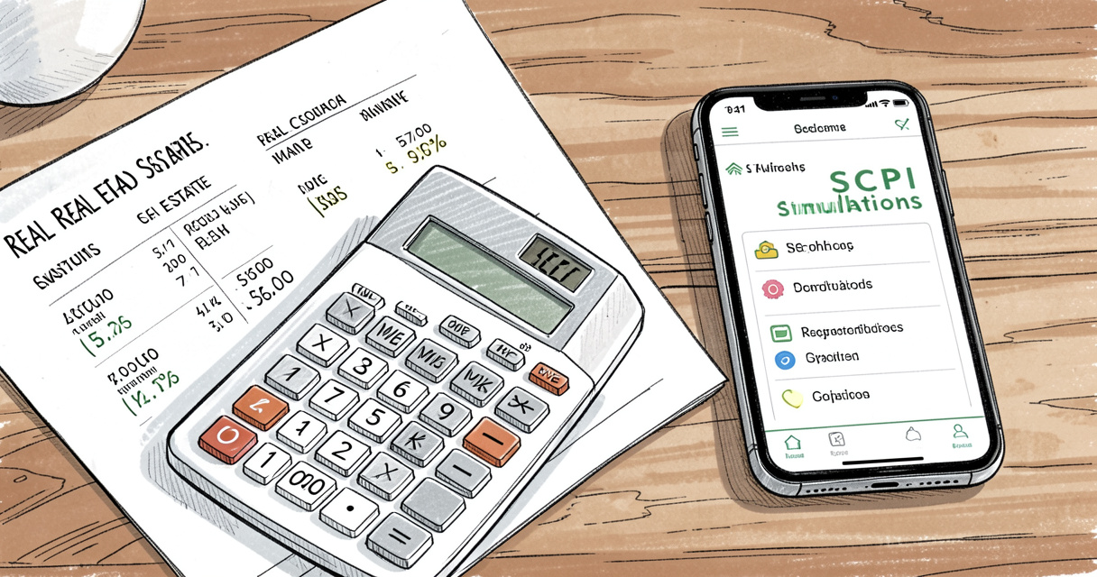 Calcul du rendement SCPI avec simulateur ATF Conseil Finance sur smartphone et documents