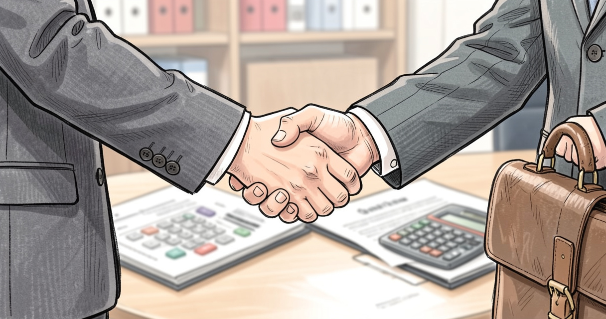Poignée de main entre entrepreneur et banquier symbolisant la négociation de financement professionnel