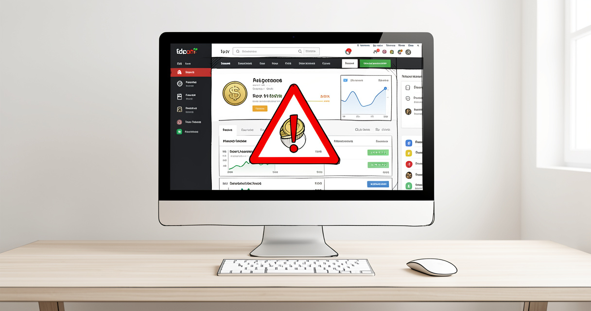 Capture d'écran d'une plateforme crypto suspecte affichant un avertissement de sécurité