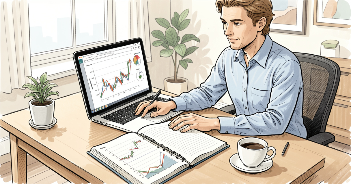 Personne étudiant des cours finance gratuits sur un ordinateur portable avec graphiques financiers