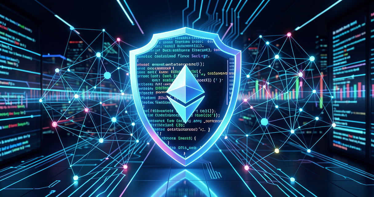 Illustration de la sécurité des smart contracts et de la gestion des risques en finance décentralisée