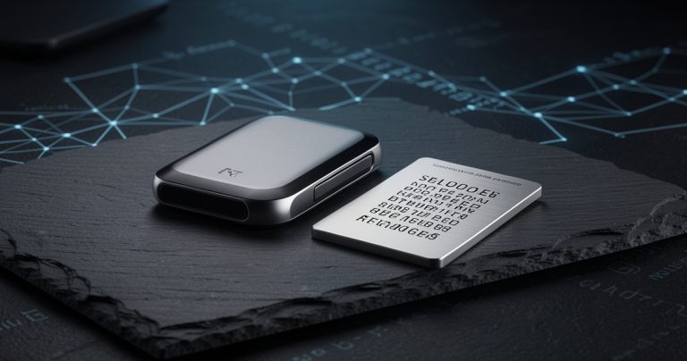 Portefeuille crypto auto-hébergé physique et plaque de sauvegarde en acier pour sécuriser ses actifs numériques